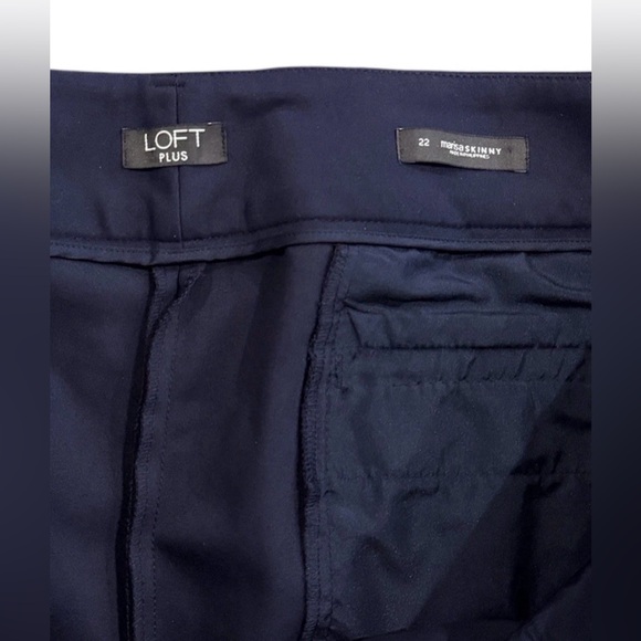 LOFT Womens Plus Size 22 Marisa Skinny Flat Front Button Zip Navy Pocket Pants - Picture 3 of 8